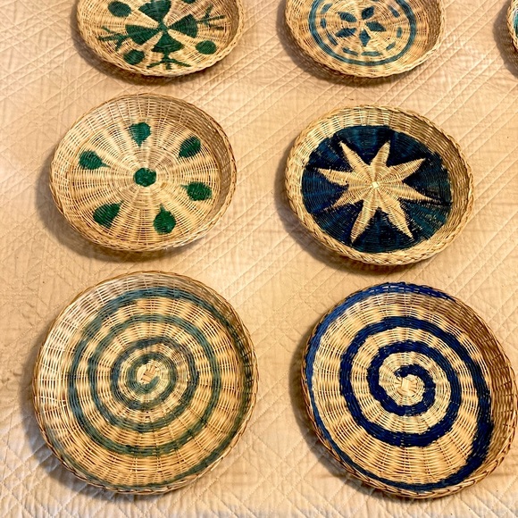 Boho Bohemian Wall Decor Wicker Plates 9.75" Diameter each Set of 3 - Picture 6 of 10